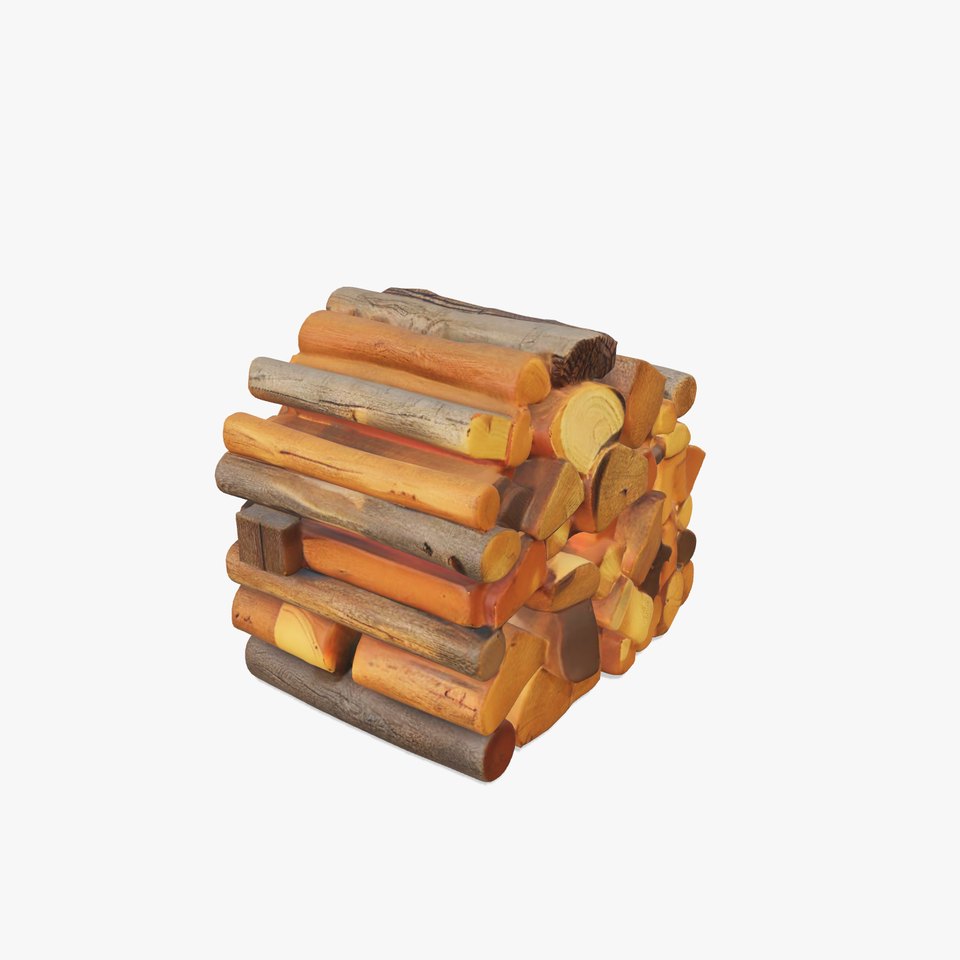 Stacked Firewood Model Pack  Realistic Wood Pile